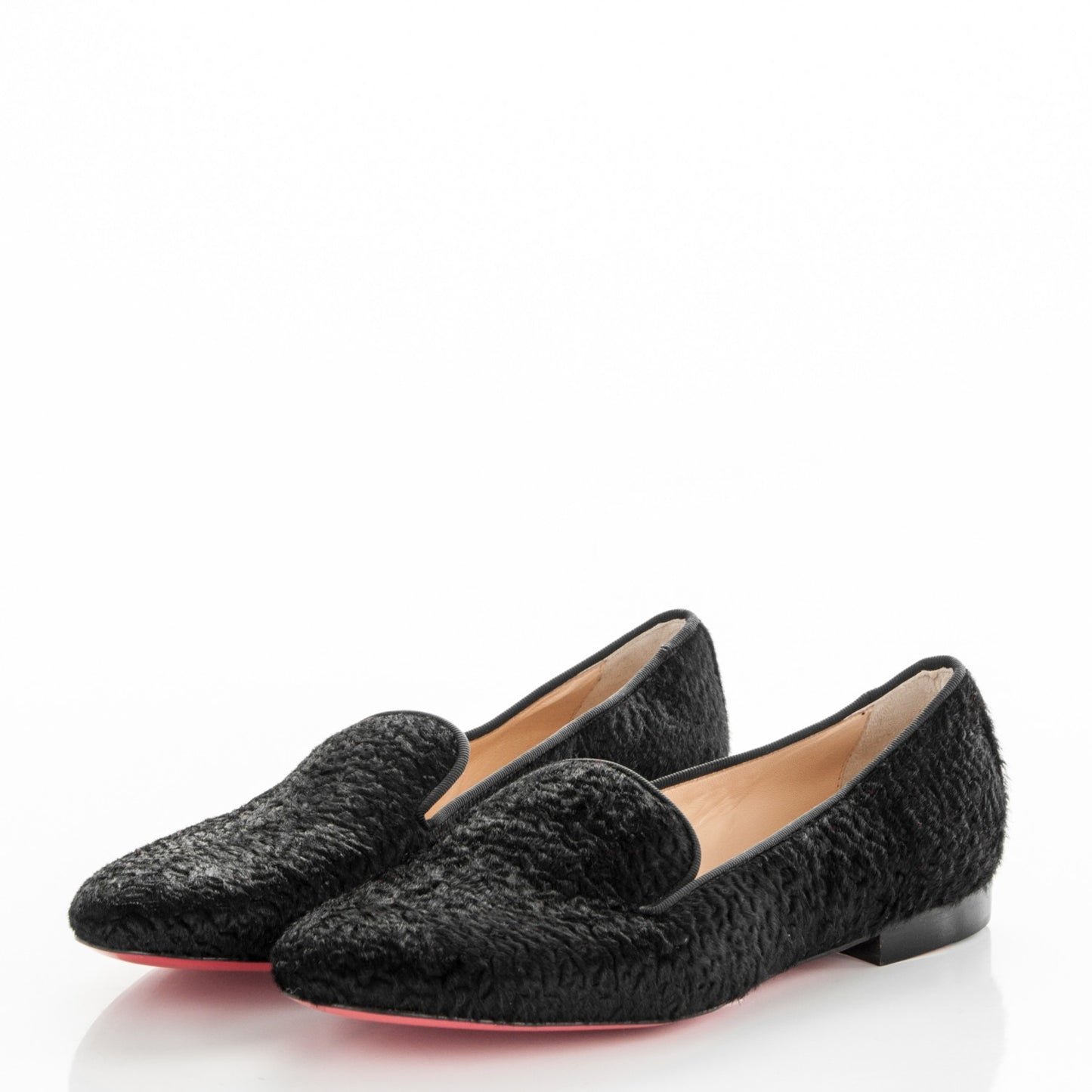 Curly Calf Hair Sakouette Flat Loafers 39 Black