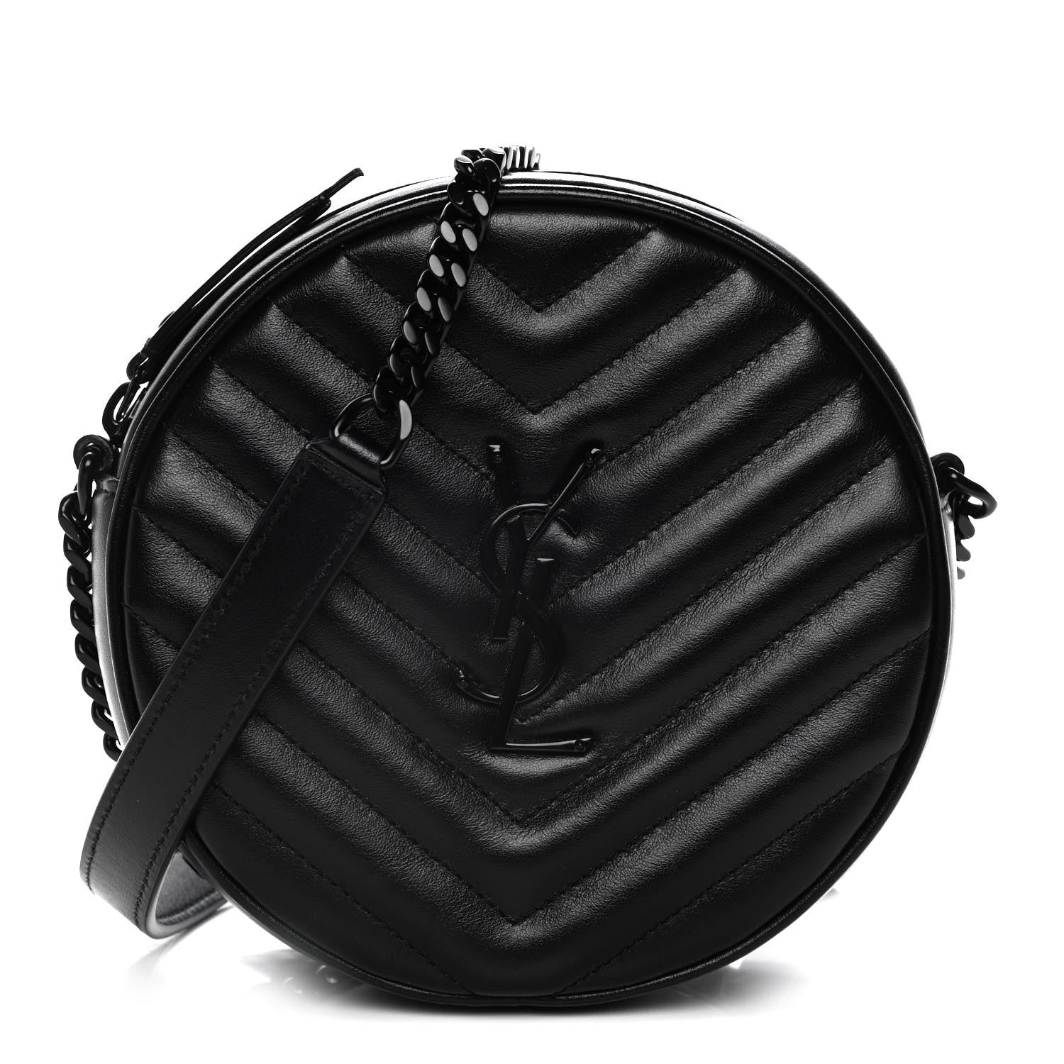Saint Laurent Calfskin Matelasse Chevron Round Vinyle Camera Bag Black 1 of 10