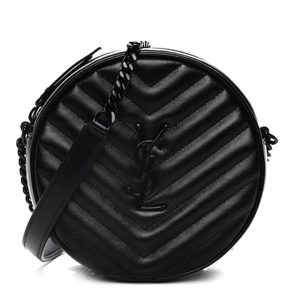 Saint Laurent Calfskin Matelasse Chevron Round Vinyle Camera Bag Black 1 of 10