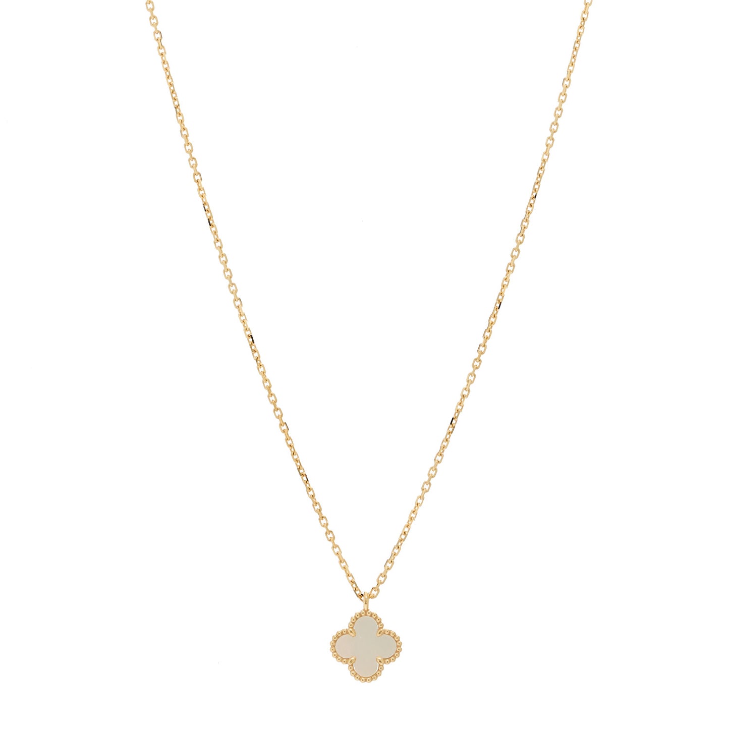 18K Yellow Gold Mother of Pearl Sweet Alhambra Pendant Necklace