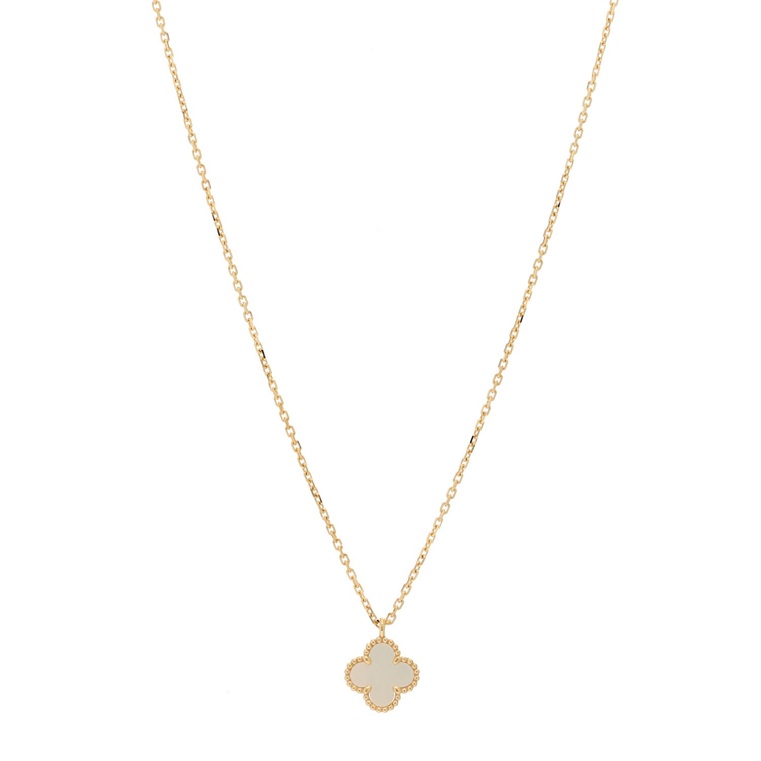 Van Cleef & Arpels 18K Yellow Gold Mother of Pearl Sweet Alhambra Pendant Necklace 1 of 6