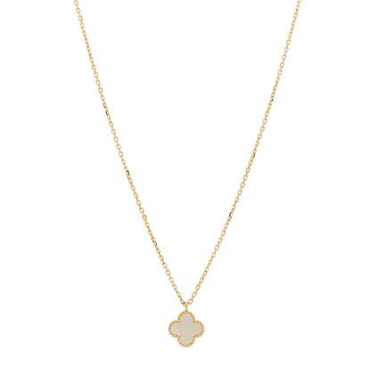 Van Cleef & Arpels 18K Yellow Gold Mother of Pearl Sweet Alhambra Pendant Necklace 1 of 6