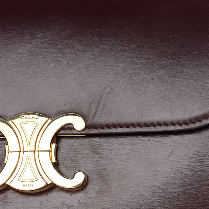 Celine Shiny Calfskin Medium Triomphe Burgundy 12 of 14