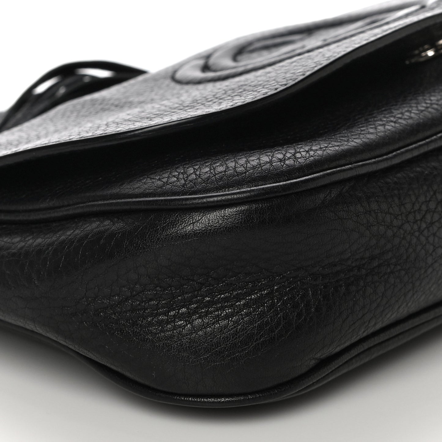 Pebbled Calfskin Medium Soho Flap Crossbody Black