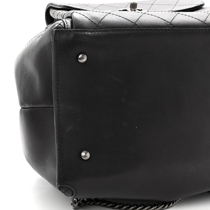 Chanel Calfskin Stitched Large Urban Luxury Drawstring Backpack Black 8 of 9