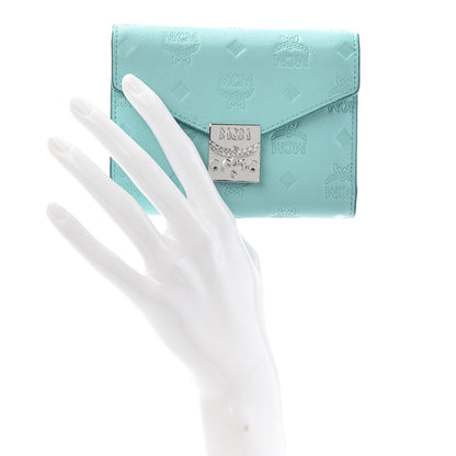 MCM Calfskin Ottomar Monogram Tri-Fold Wallet Pool Blue 2 of 7