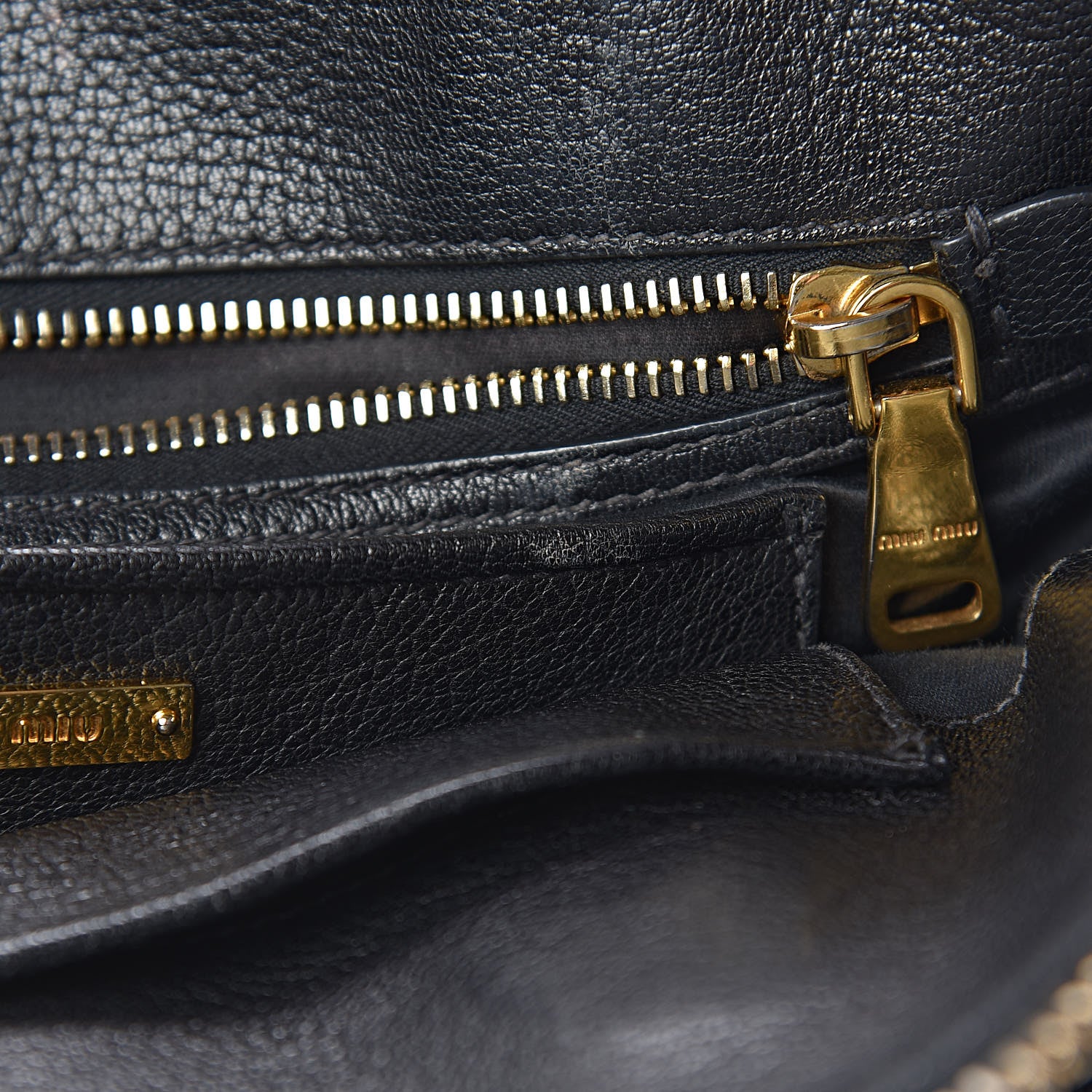 Miu Miu Goatskin Madras Zip Tote Black 14 of 22
