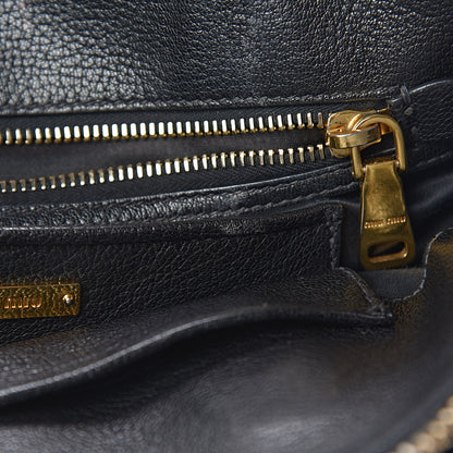 Miu Miu Goatskin Madras Zip Tote Black 14 of 22