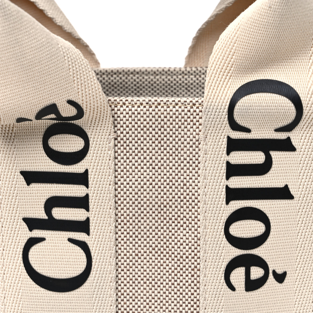 Chloe Cotton Calfskin Small Woody Ribbon Tote White Blue 7 of 9