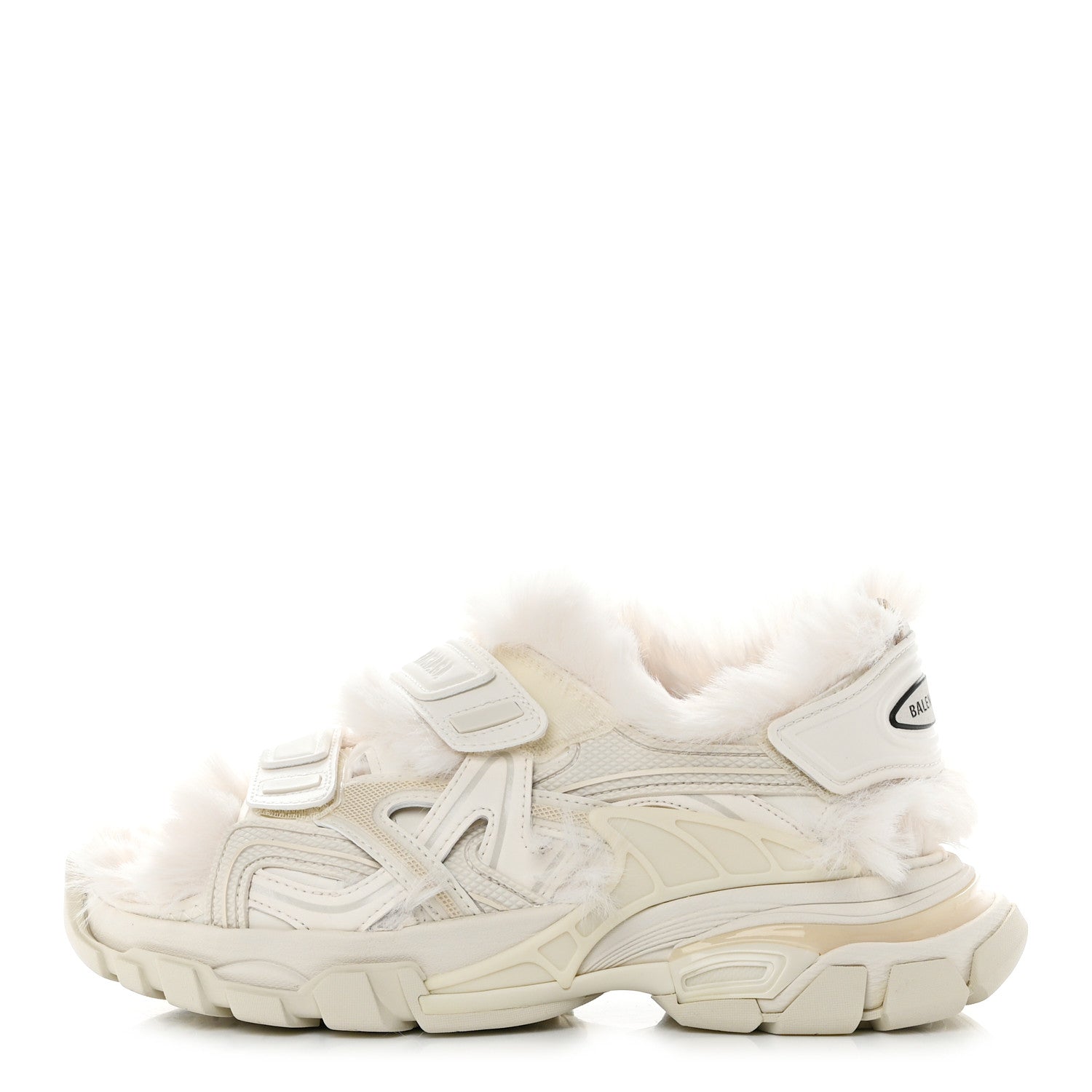 Balenciaga Faux Fur Rubber Mesh Womens Track Sandals 37 Beige 1 of 8