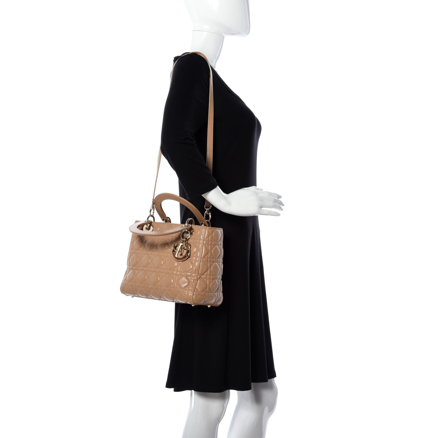 Lambskin Cannage Medium Lady Dior Beige