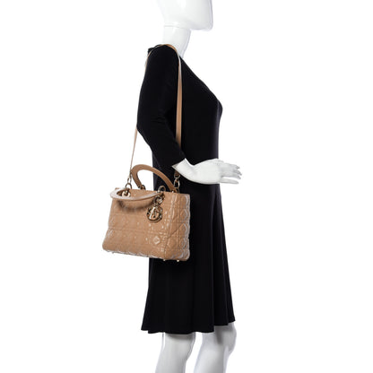 Christian Dior Lambskin Cannage Medium Lady Dior Beige 2 of 10