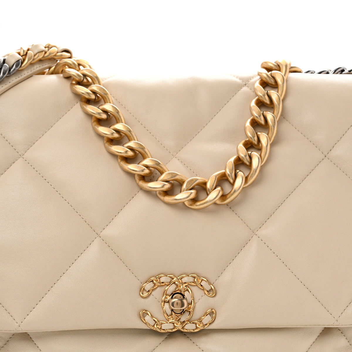 Chanel Lambskin Quilted Maxi Chanel 19 Flap Beige 8 of 13