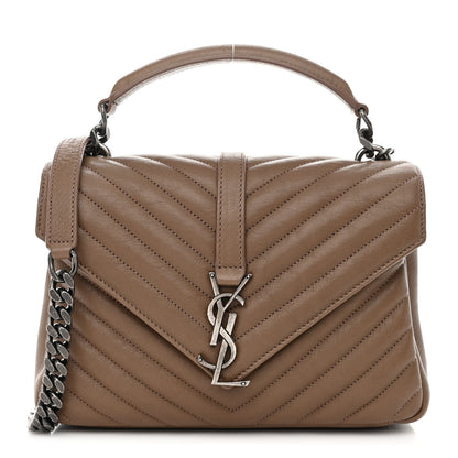 Saint Laurent Sheepskin Matelasse Chevron Monogram Medium College Bag Fard 1 of 10