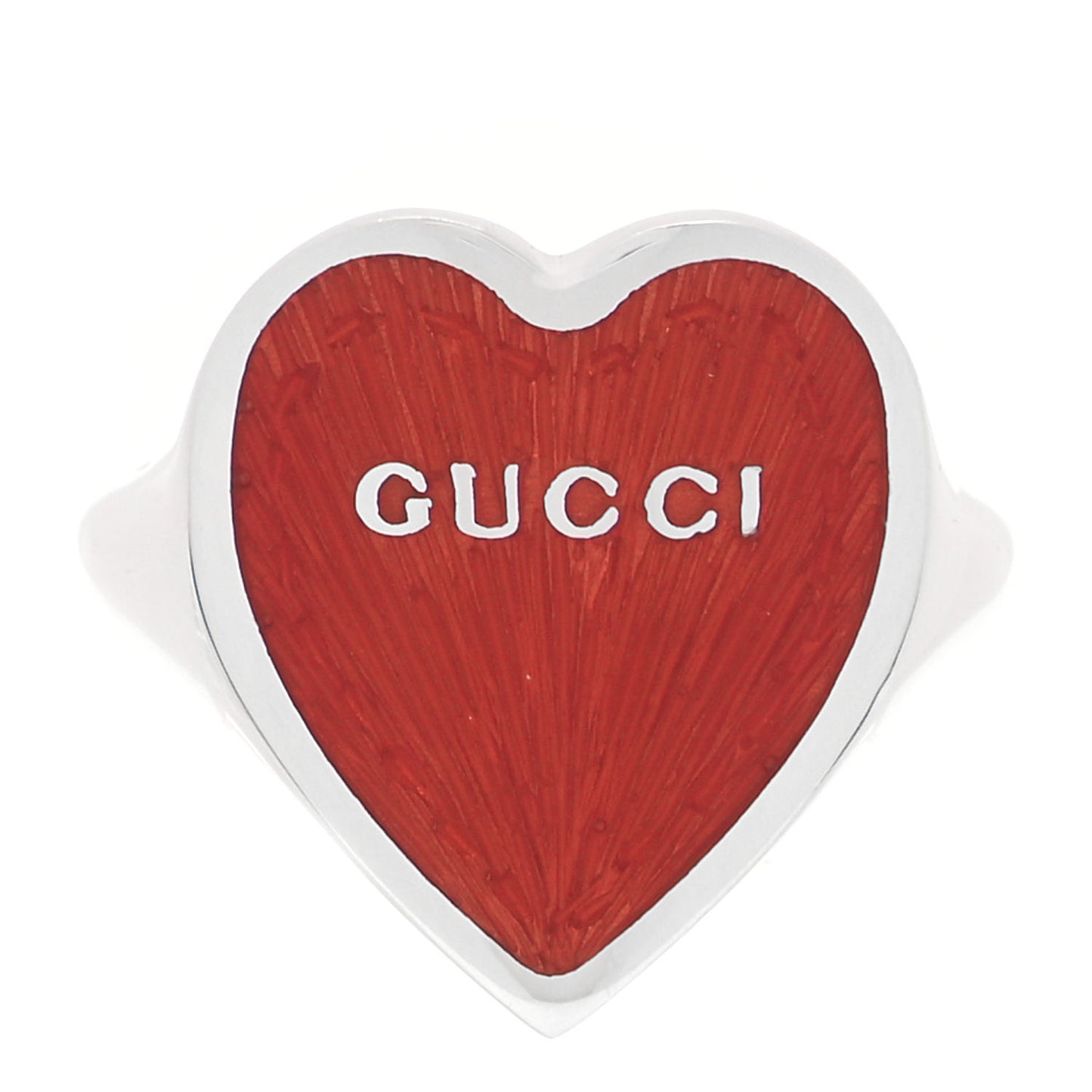 Sterling Silver Enamel Heart Ring Red 54 6.75