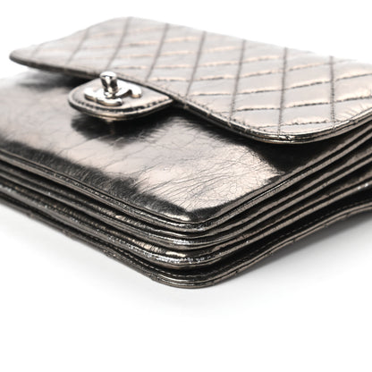 Chanel Metallic Crackled Calfskin Medium Clam's Pocket Flap Dark Silver 7 of 10