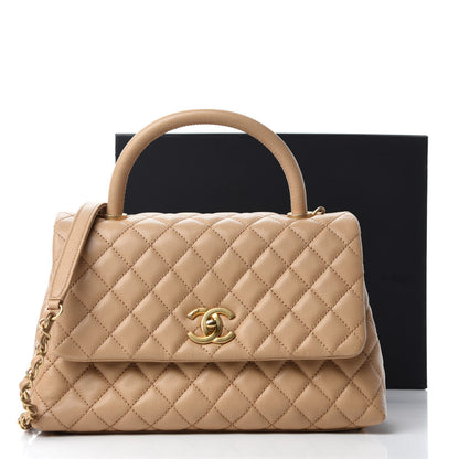 Chanel Caviar Quilted Small Coco Handle Flap Light Beige 11 of 11