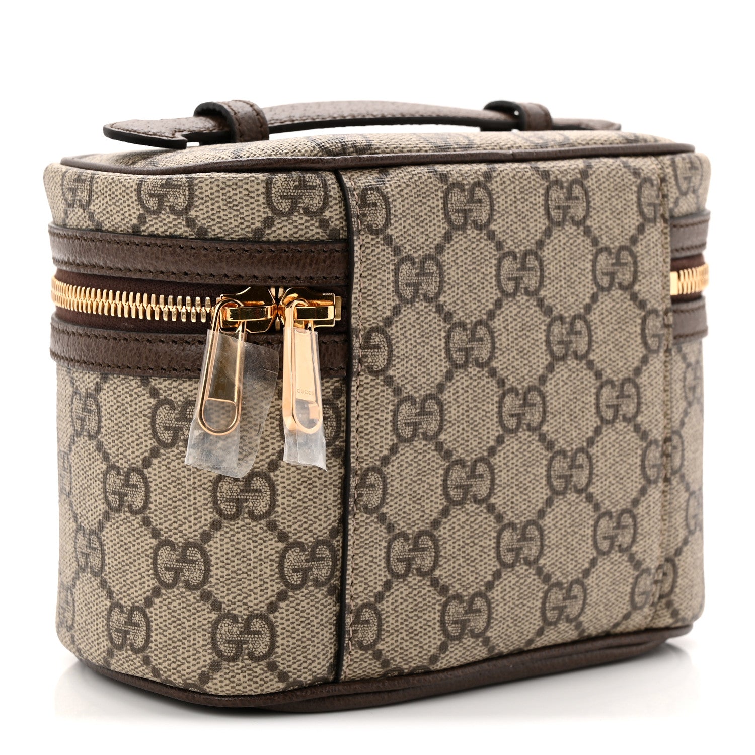 Gucci GG Supreme Monogram Textured Calfskin Web Ophidia Vanity Cosmetic Case Beige Ebony New Acero 3 of 11