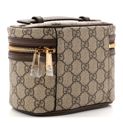 Gucci GG Supreme Monogram Textured Calfskin Web Ophidia Vanity Cosmetic Case Beige Ebony New Acero 3 of 11