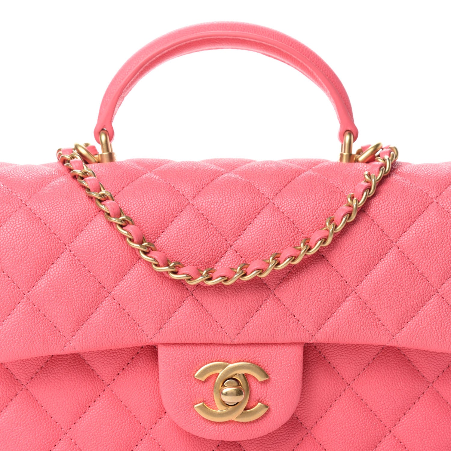 Chanel Caviar Quilted Mini Top Handle Rectangular Flap Pink 10 of 11