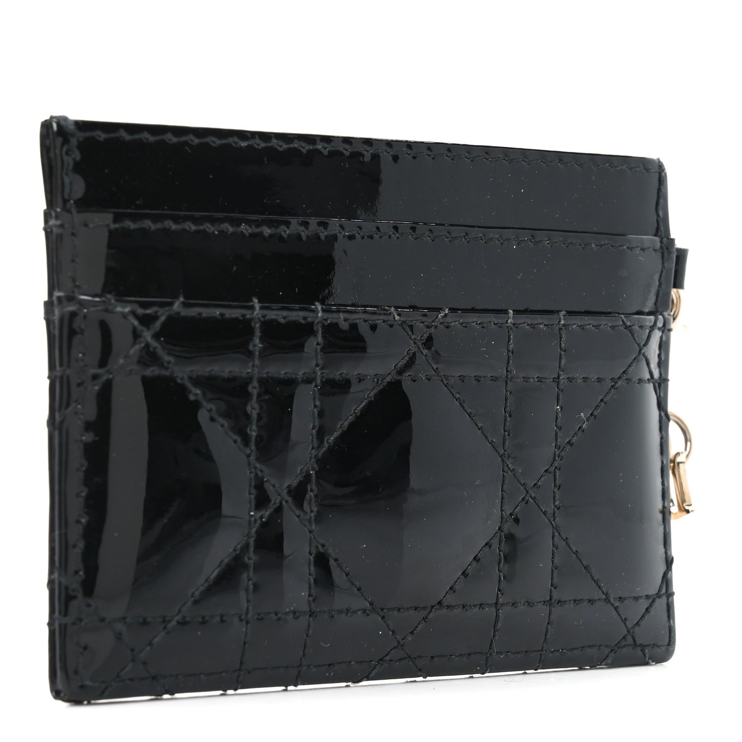Patent Cannage Lady Dior Card Holder Black