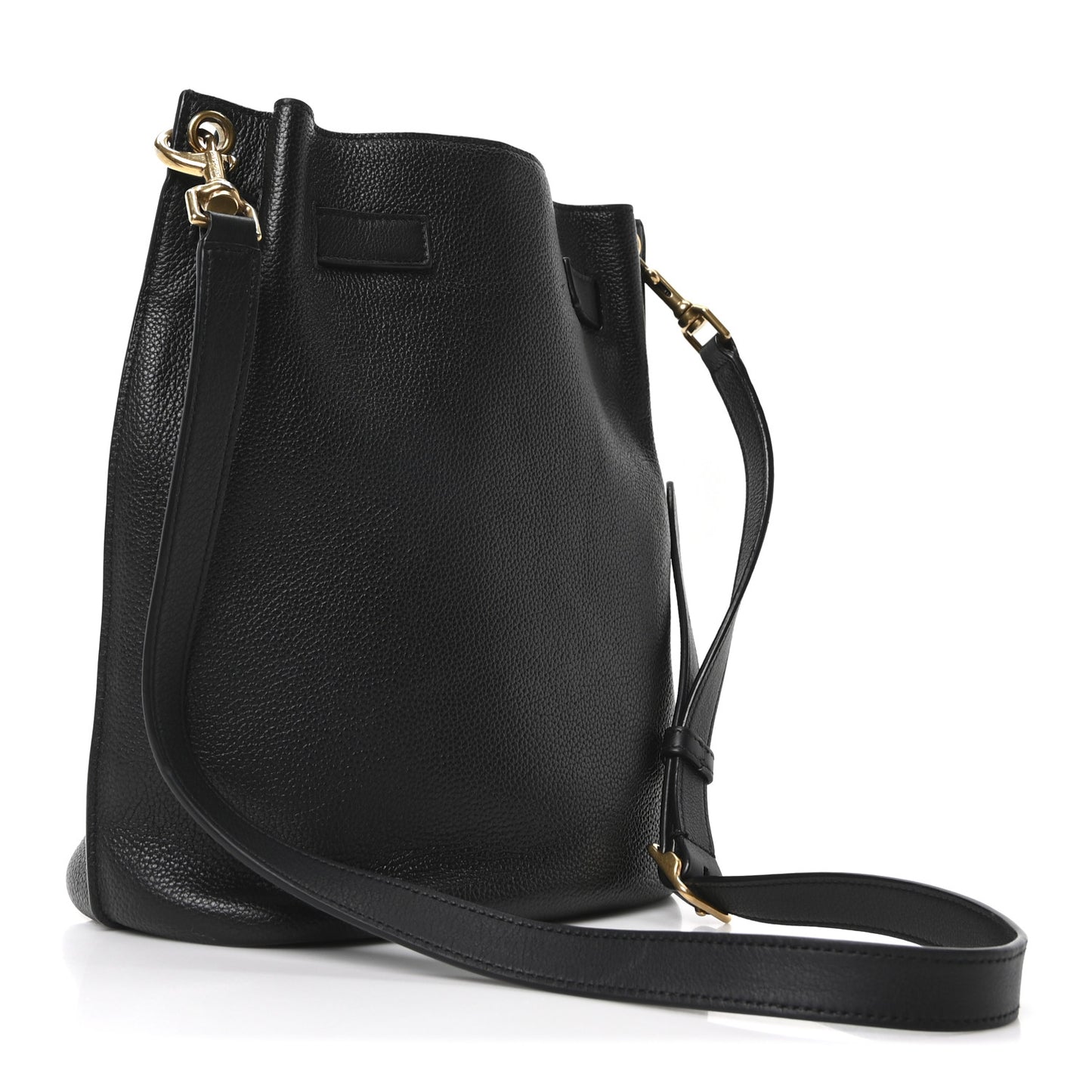 Grained Calfskin Boucle Bucket Bag Black