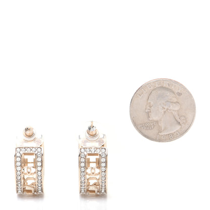 Chanel Metal Crystal Bow-tiful CC Hoop Earrings Gold 2 of 7