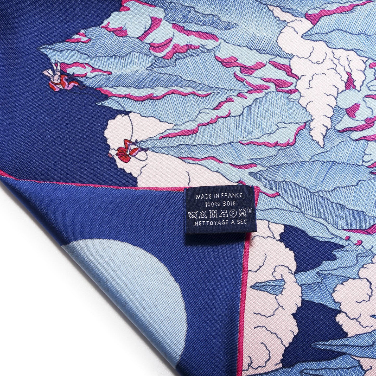 Silk Cosmographia Universalis Scarf 90 Bleu Jean Rose Vif