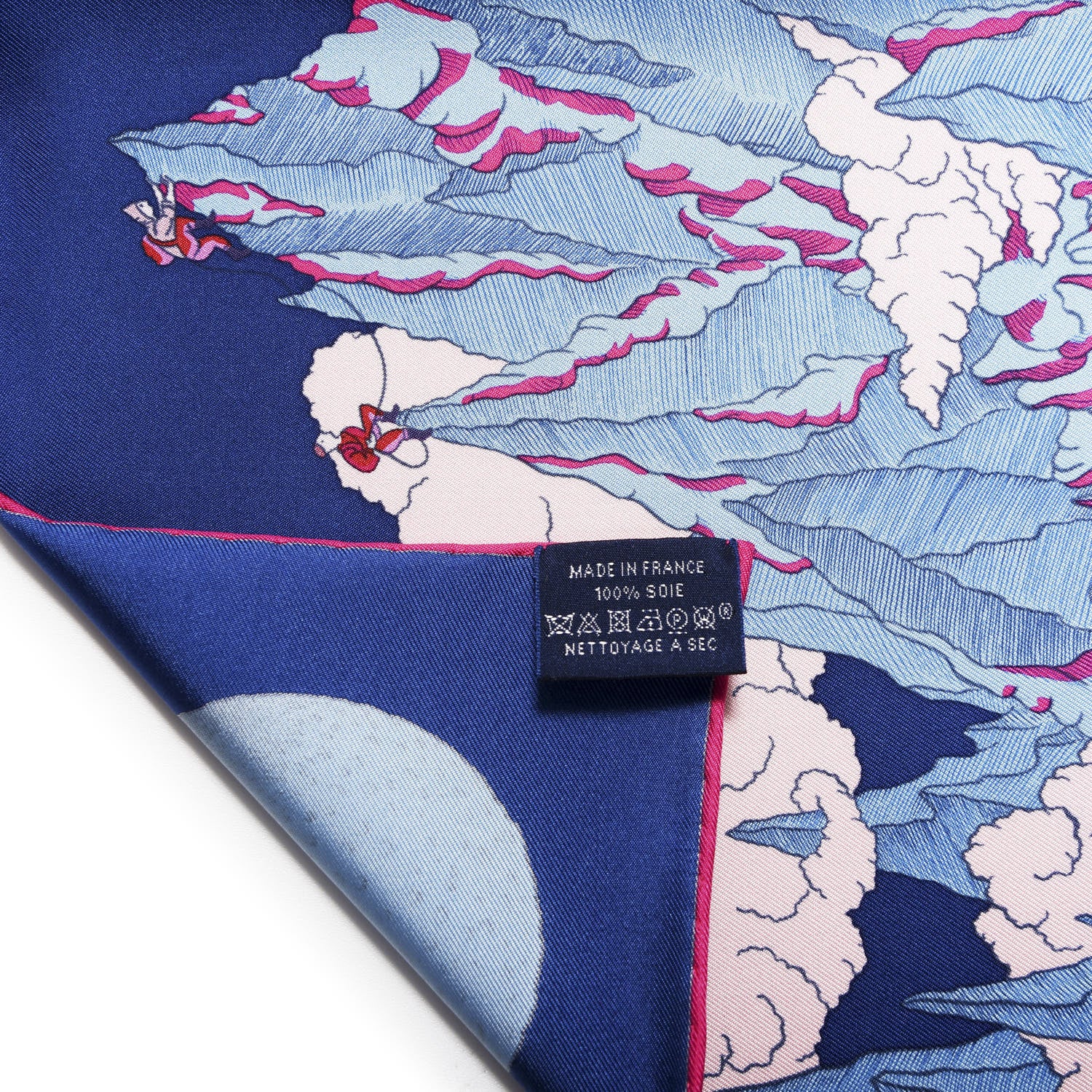 Hermes Silk Cosmographia Universalis Scarf 90 Bleu Jean Rose Vif 4 of 4