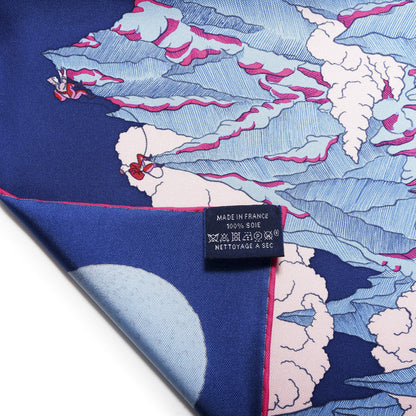 Hermes Silk Cosmographia Universalis Scarf 90 Bleu Jean Rose Vif 4 of 4