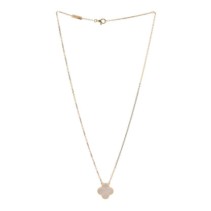 Van Cleef & Arpels 18K Yellow Gold Mother of Pearl Vintage Alhambra Pendant Necklace 3 of 6