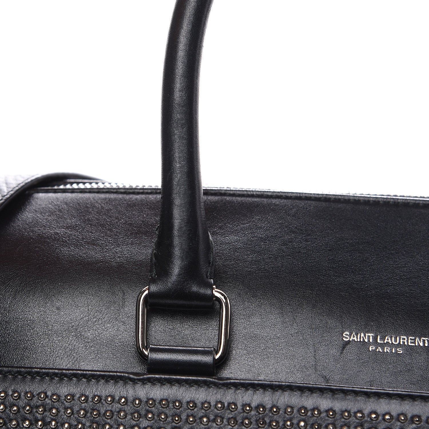 Saint Laurent Calfskin Studded Classic Duffle 6 Black 16 of 18