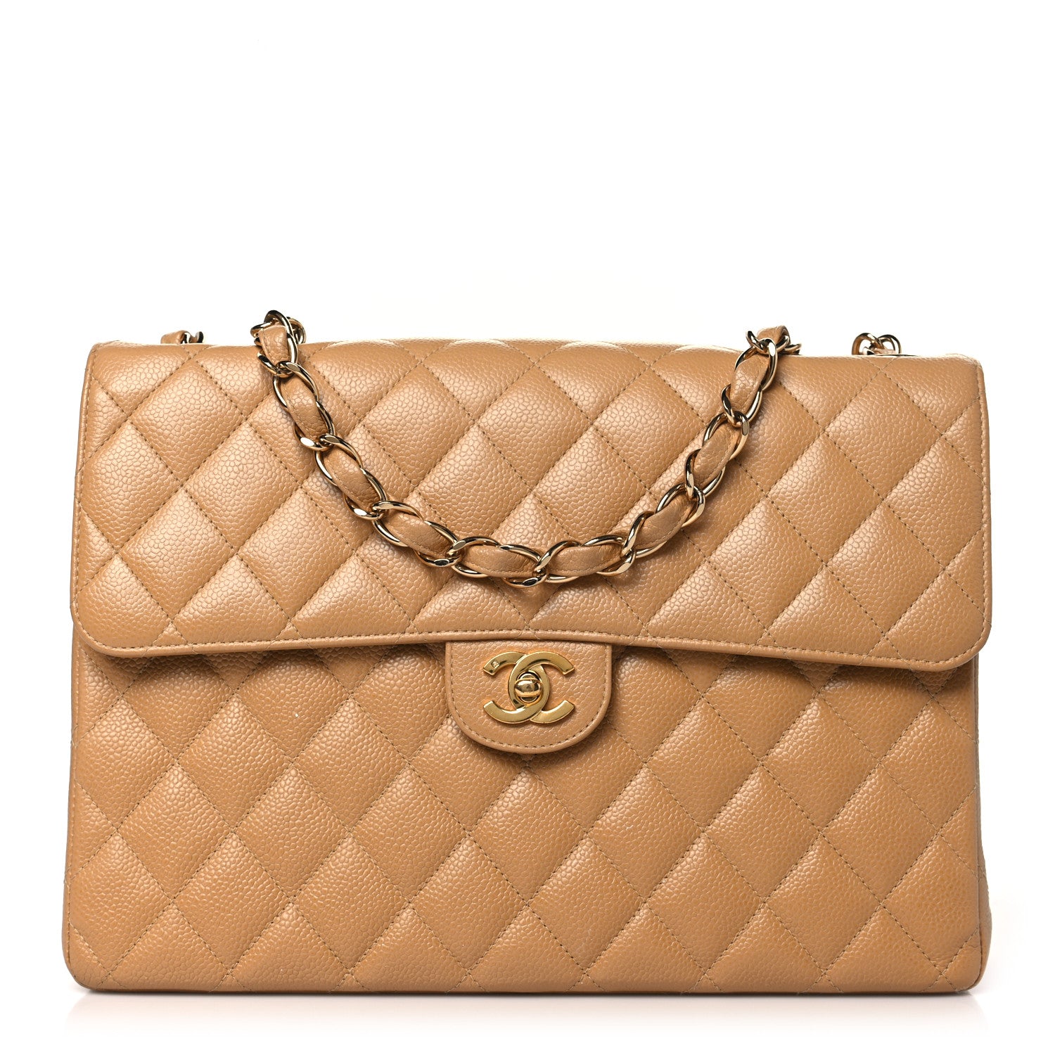Chanel Caviar Quilted XL Jumbo Single Flap Beige 1 of 11