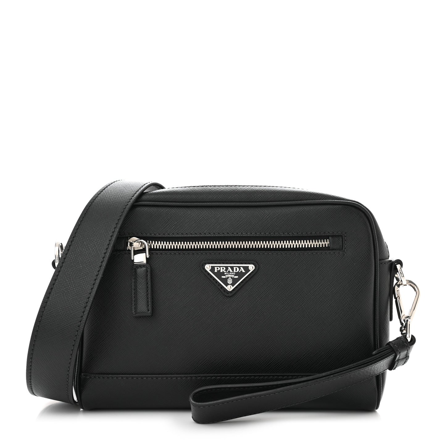 Saffiano Zip Crossbody Bag Black