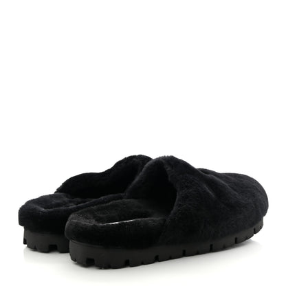 Prada Montone Metal Triangle Logo 20mm Slippers 9 Black 4 of 9