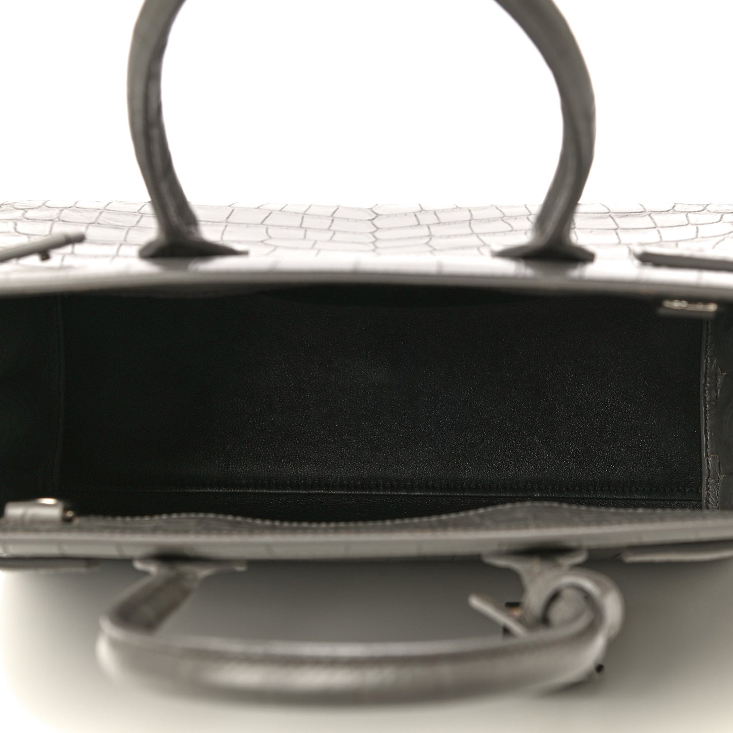Calfskin Crocodile Embossed Baby Sac De Jour Fog