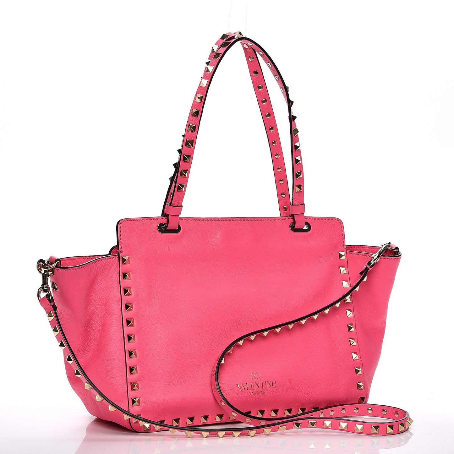 Vitello Small Rockstud Tote Fuxia Fluo