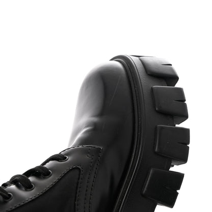 Prada Spazzolato Rois Nylon Metal Triangle Logo Monolith Pouch Pocket 55mm Boots 38.5 Black 11 of 14