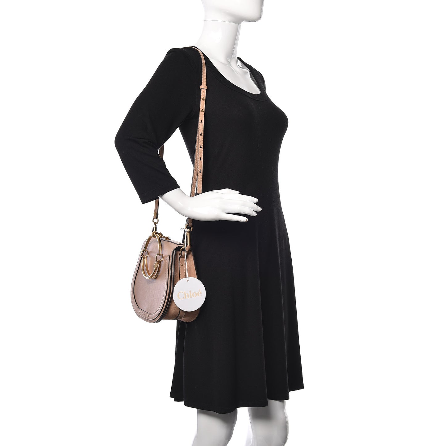 Calfskin Suede Medium Nile Bracelet Bag Biscotti Beige