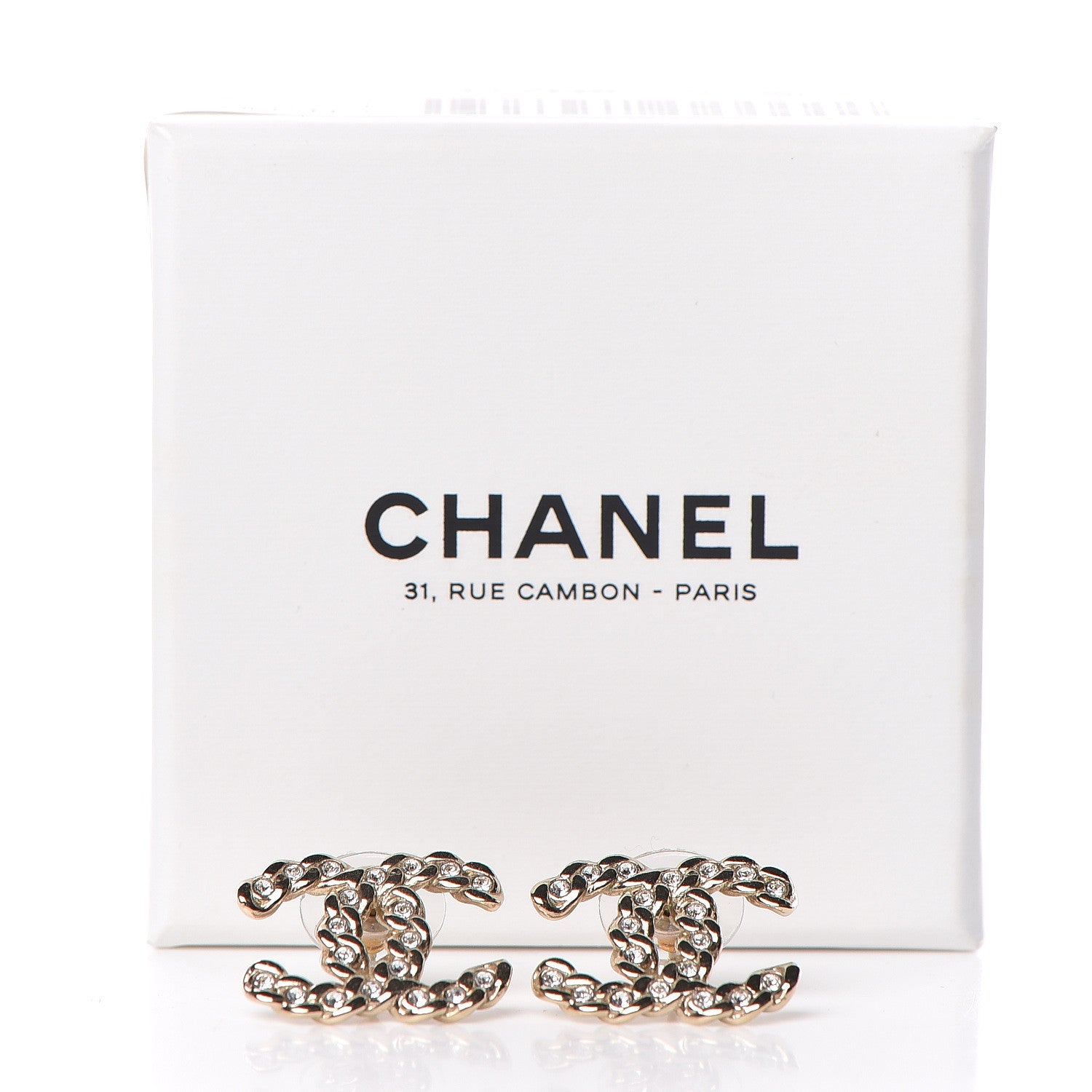Chanel Crystal CC Earrings Gold 5 of 5