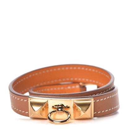 Hermes Swift Rivale Double Tour Bracelet T2 Gold Orange 1 of 7