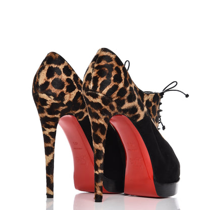 Christian Louboutin Pony Hair Suede Miss Poppins 140 Peep Toe Platform Booties 40.5 Version Leopard 3 of 9