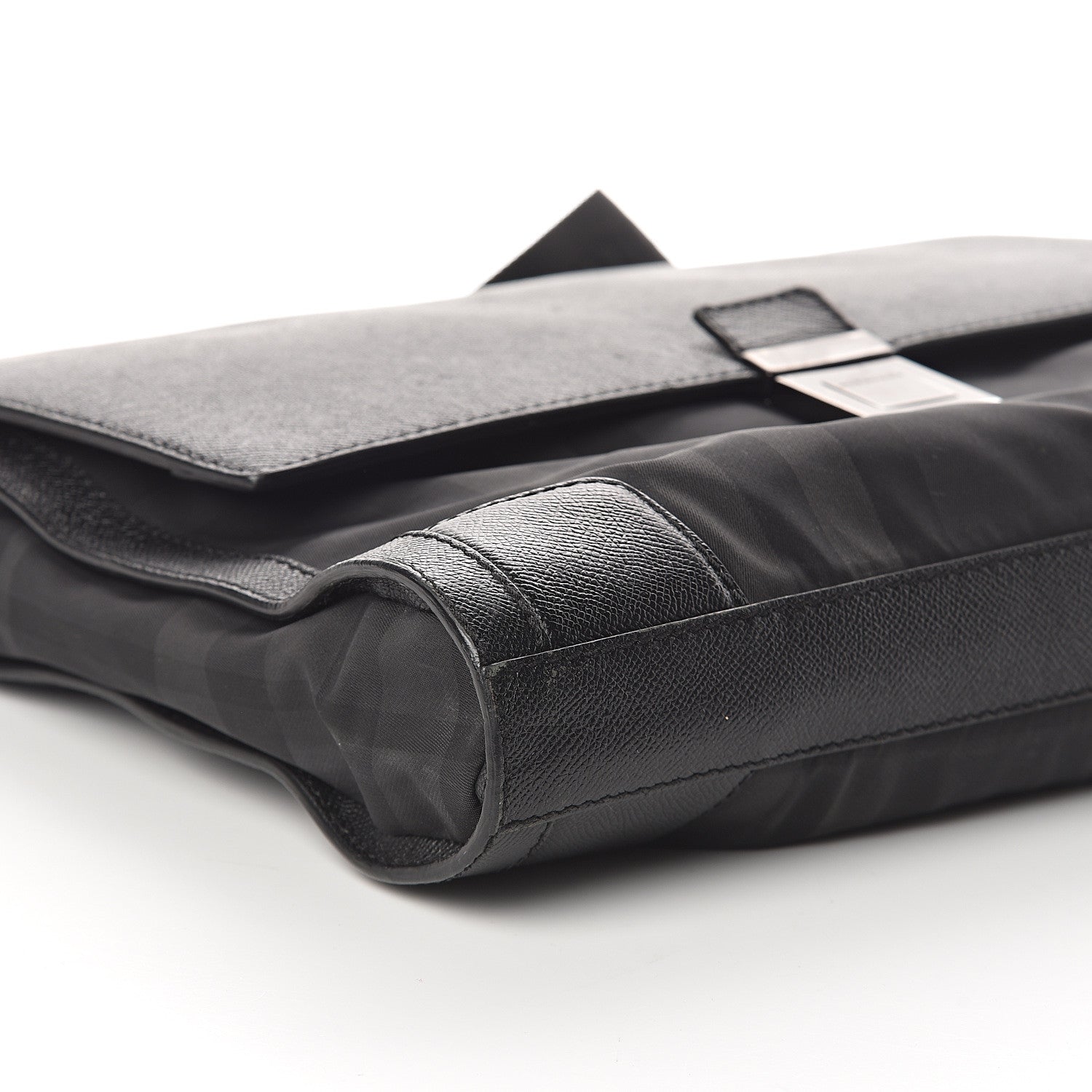 Burberry Calfskin Nylon Check Briefcase Black 7 of 8
