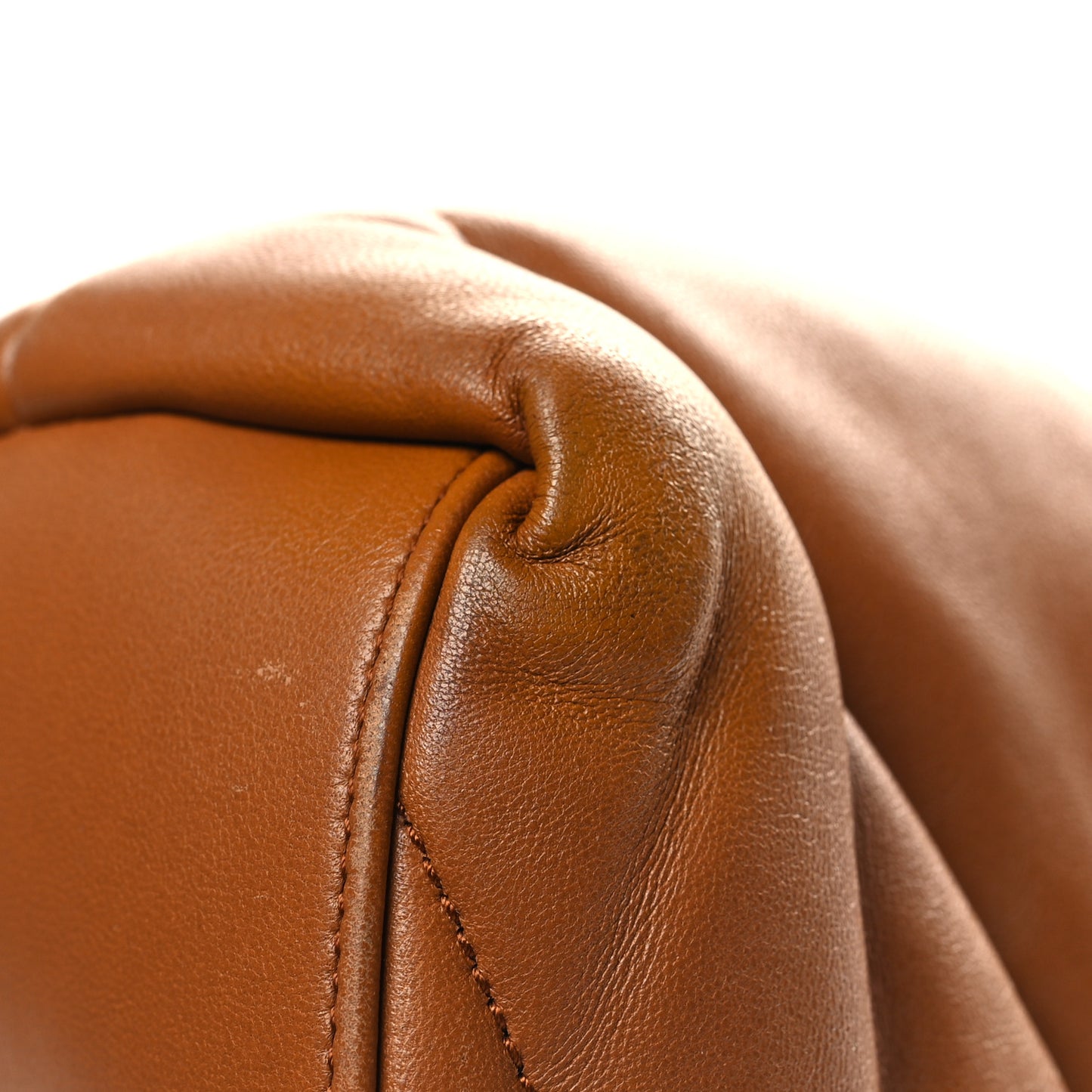 Lambskin Quilted Medium Loulou Puffer Monogram Chain Satchel Miel Dark