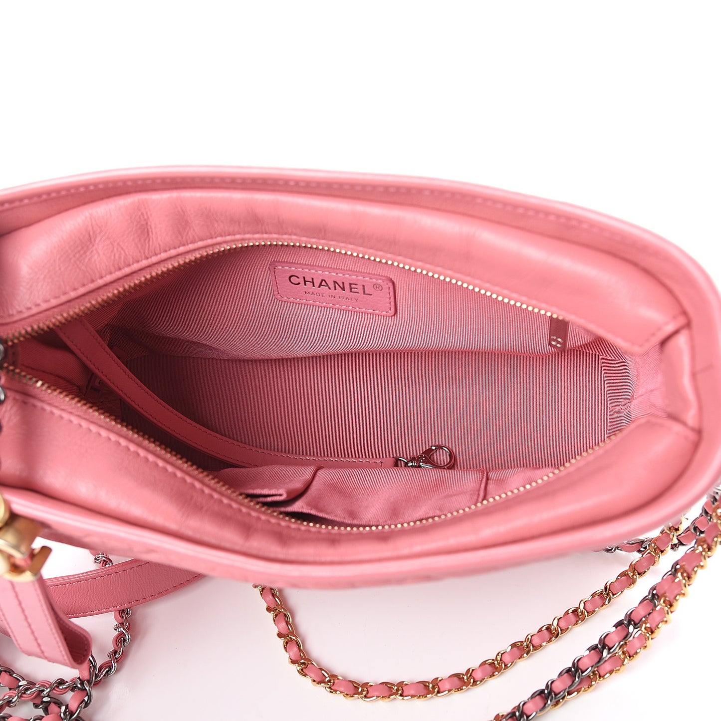 Aged Smooth Calfskin Quilted Medium Gabrielle Logo Hobo Pink