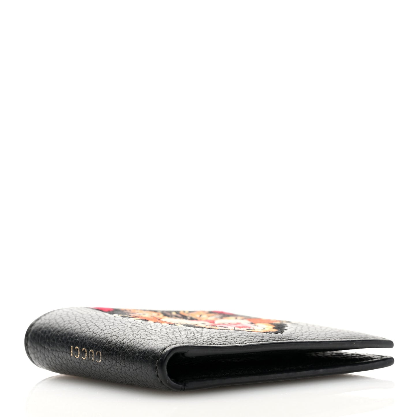 Grained Calfskin Angry Cat Bi-Fold Wallet Black