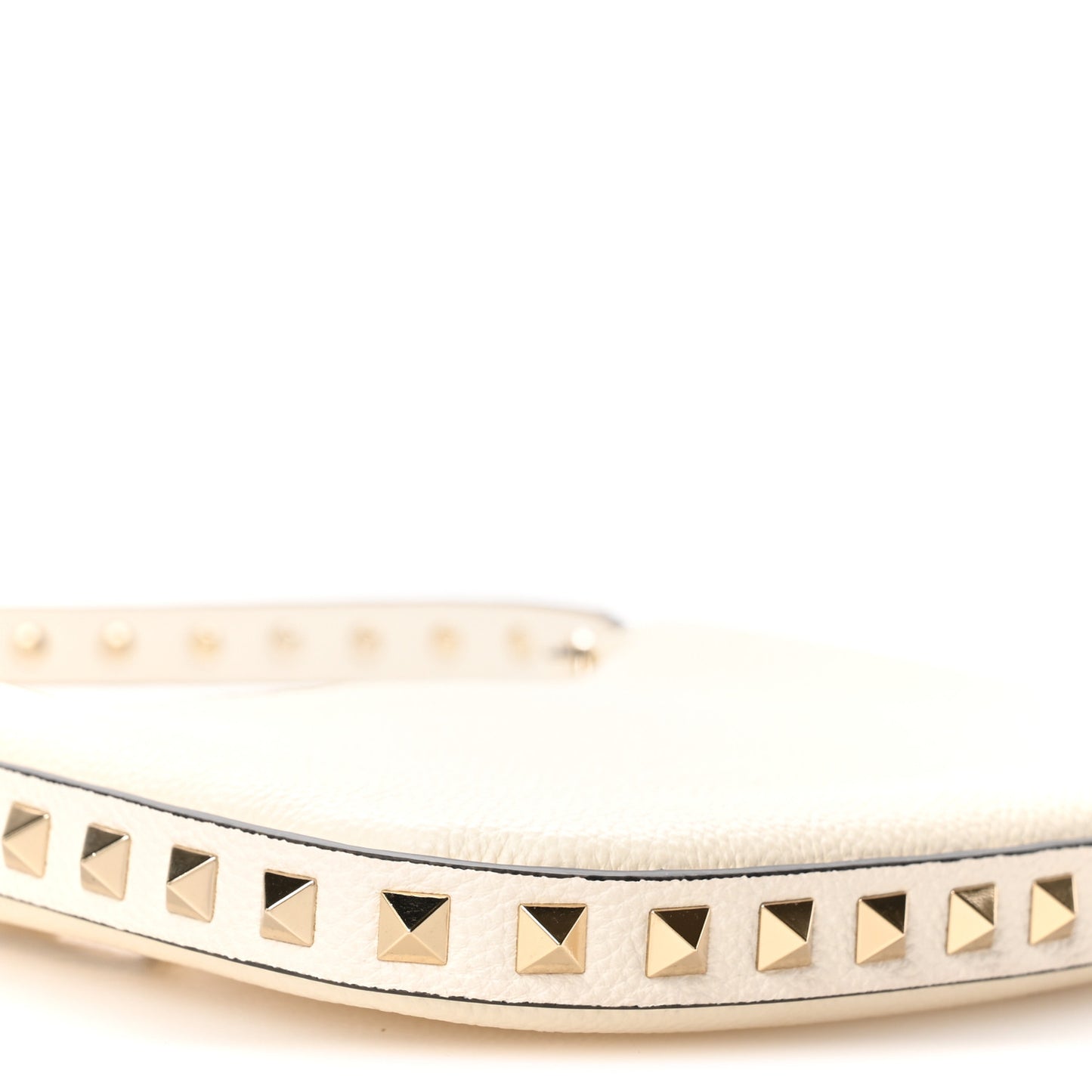 Grainy Calfskin Mini Rockstud Hobo Ivory
