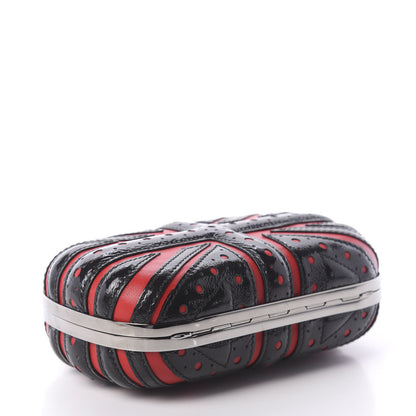 Alexander McQueen Patent Calfskin Britannia Skull Box Clutch Red Black 4 of 7
