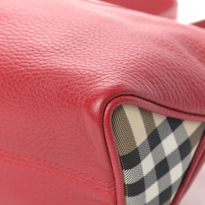 Burberry Grainy Calfskin House Check Horn Toggle Shoulder Bag Red 11 of 13