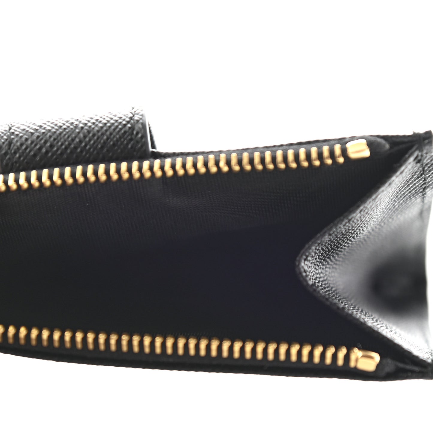 Saffiano Triangle Zip Card Holder Black